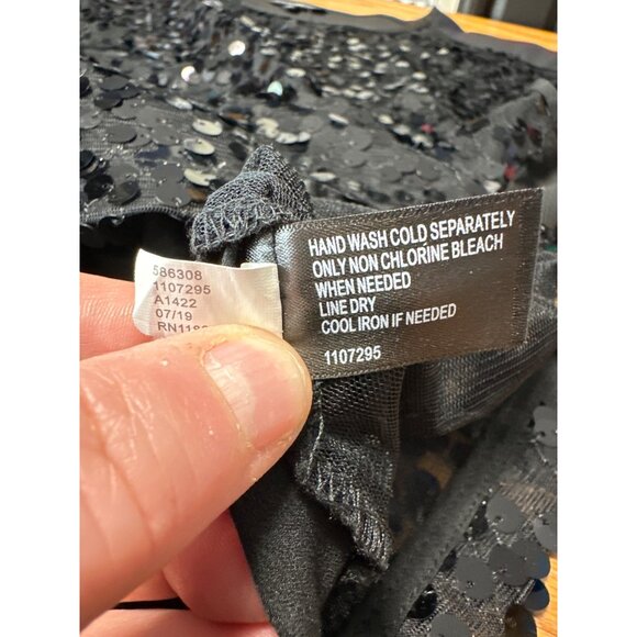 Lane Bryant Sheer Black Sequin Front Cap Sleeve Popover Top Size 14 - Picture 6 of 7